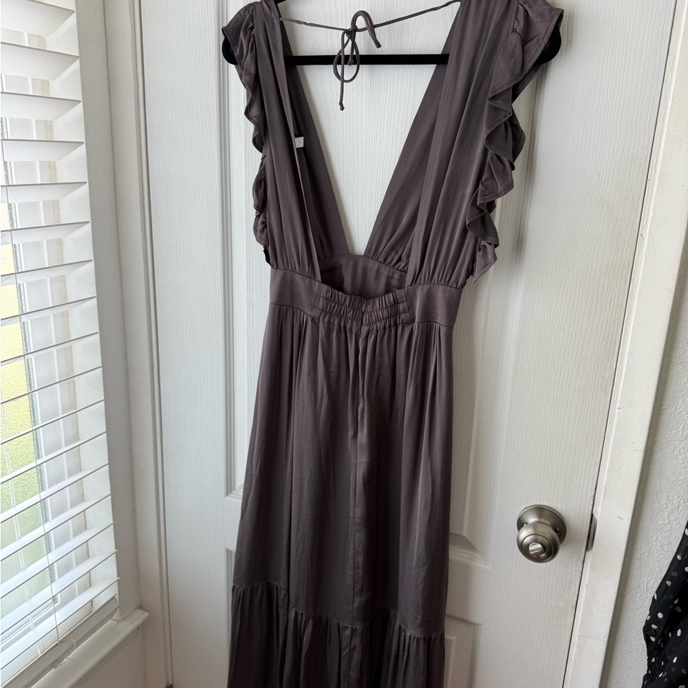 Planet Blue Purple Midi Sundress with Plunge Neckline
